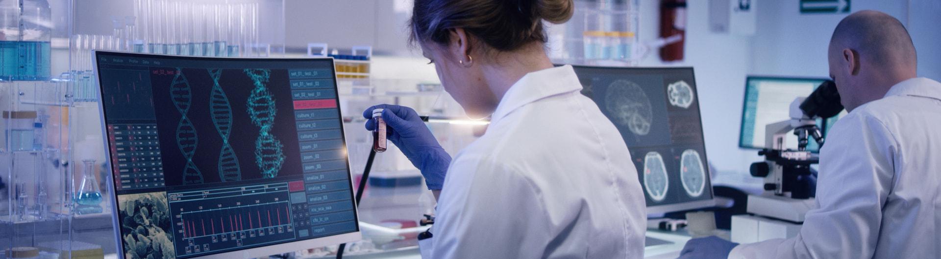 Genetic scientists in lab