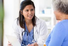 Patient and doctor talking
