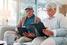 Couple filling out survey together