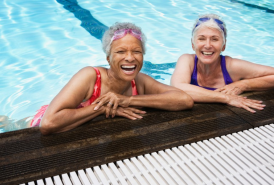 2 women swimming