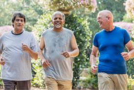 People having fun while exercising outside