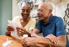 Couple looking at papers