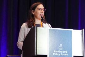 Andi Lipstein Fristedt speaking at Parkinson's Policy Forum