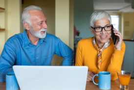 Couple using a computer