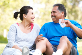 Couple exercising outside