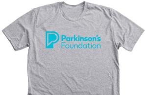 Parkinson's Foundation grey tshirt with blue logo