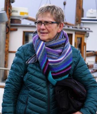 Margrethe Hansen in pier by boat