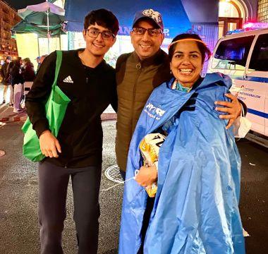 Rian Julka and his parents at a race