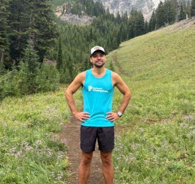 Charlie posing in the mountains