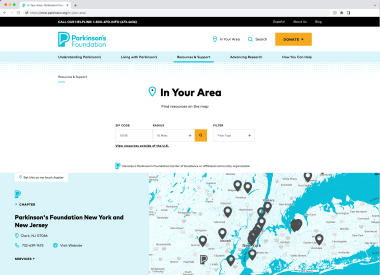 Screenshot of In Your Area landing page