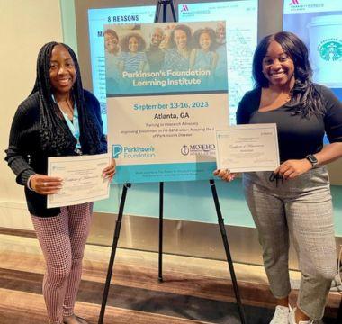 Krystina and her mom at a Parkinson's event