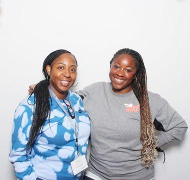 Krystina posing for a picture with her mom