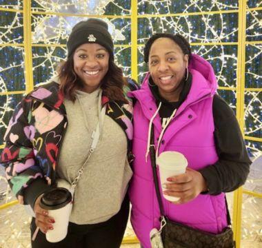 Krystina and her mom holding coffee cups