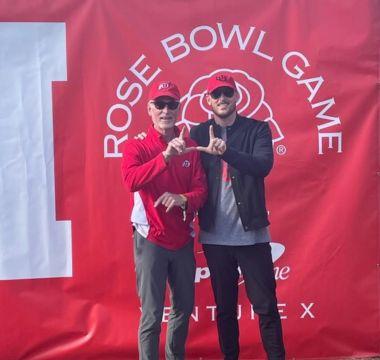 Mark and Nate at a Rose Bowl game. 