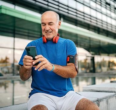 Man taking a running break