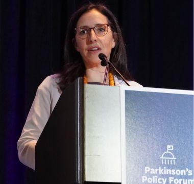 Andi Lipstein Fristedt speaking at Parkinson's Policy Forum