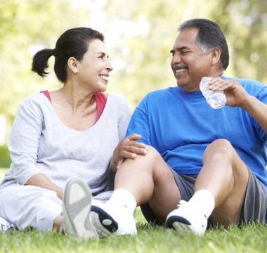 Couple resting after working out