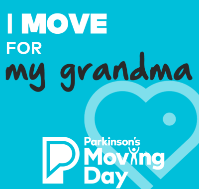 Graphic reading "I move for my grandma"