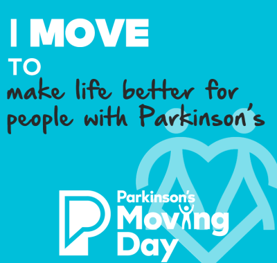 Graphic reading "I move for people for Parkinson's"