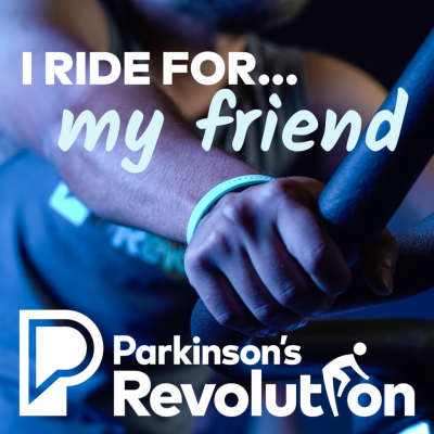 Graphic reading "I ride for... my friend"