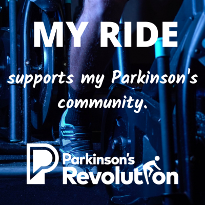 Graphic reading "My ride supports my Parkinson's community"