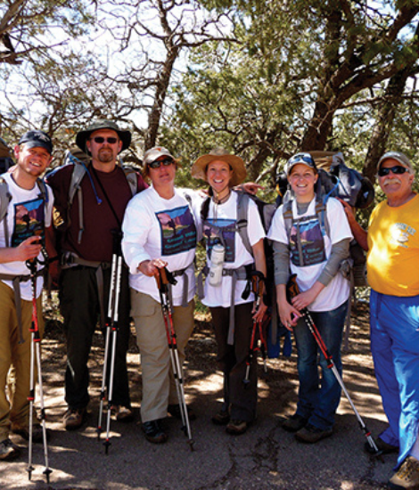 Beth Bjerke with group hiking