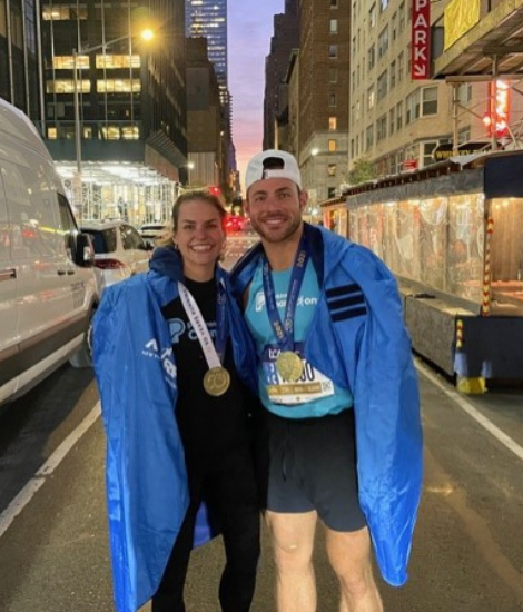 Jamie and Wendy Harrison after running a marathon