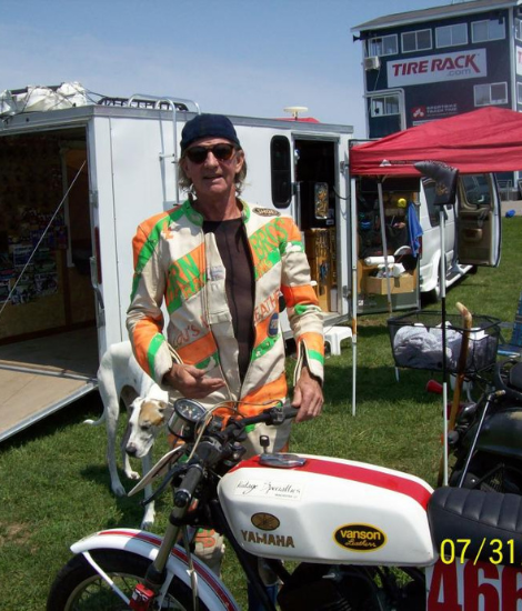 Teddy Horn posing with motorcycle