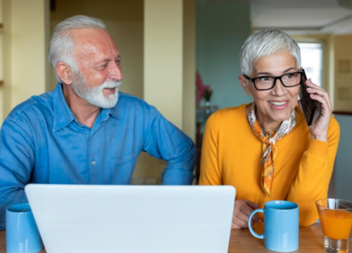 Couple on a computer