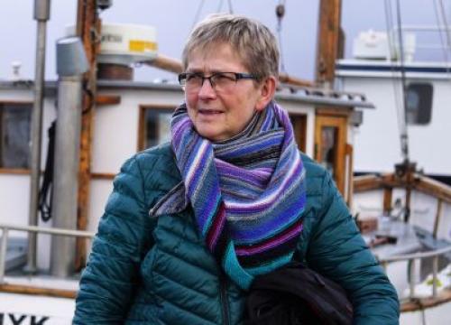 Margrethe Hansen on a boat dock