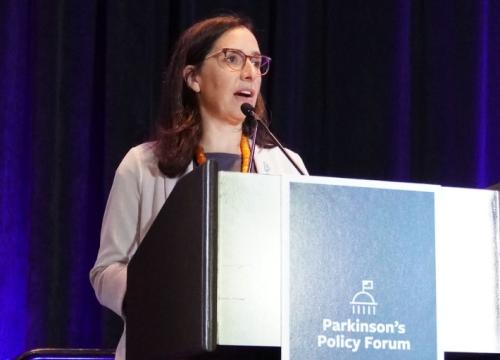 Andi Lipstein Fristedt speaking at Parkinson's Policy Forum