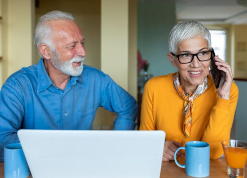 Couple using a computer