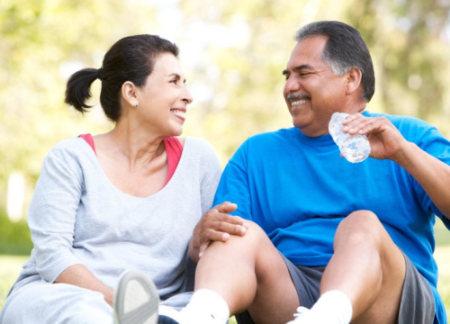 Couple exercising outside