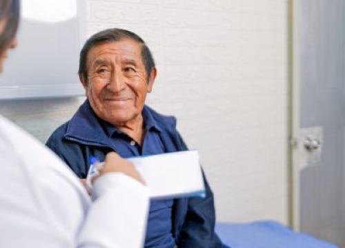 Senior man with doctor