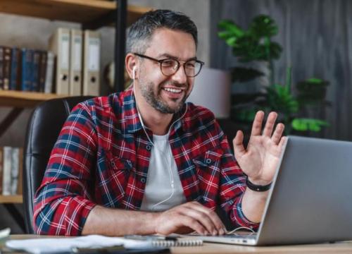 Man on a conference call