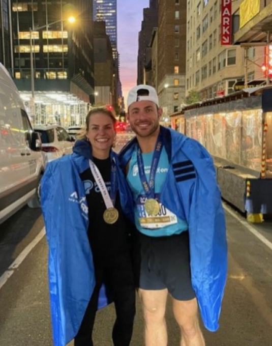 Jamie and Wendy Harrison after running a marathon