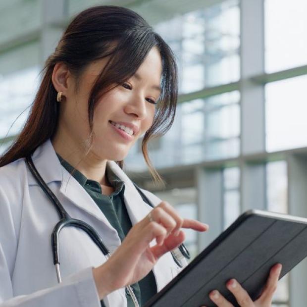 Doctor on tablet