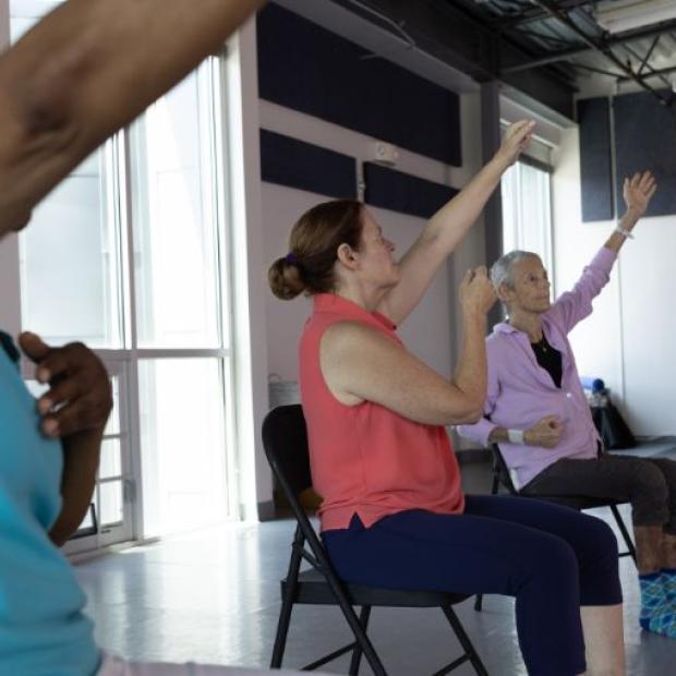 Exercise group working out