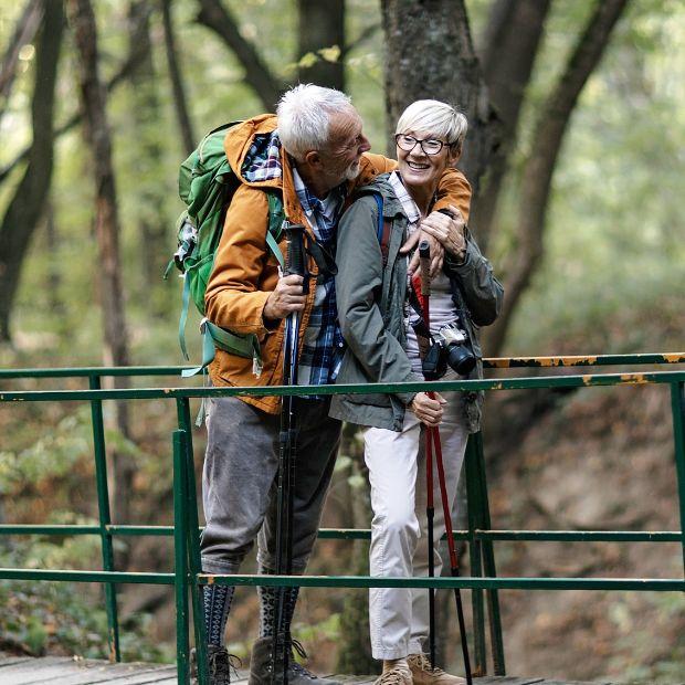 Couple hiking in the woods