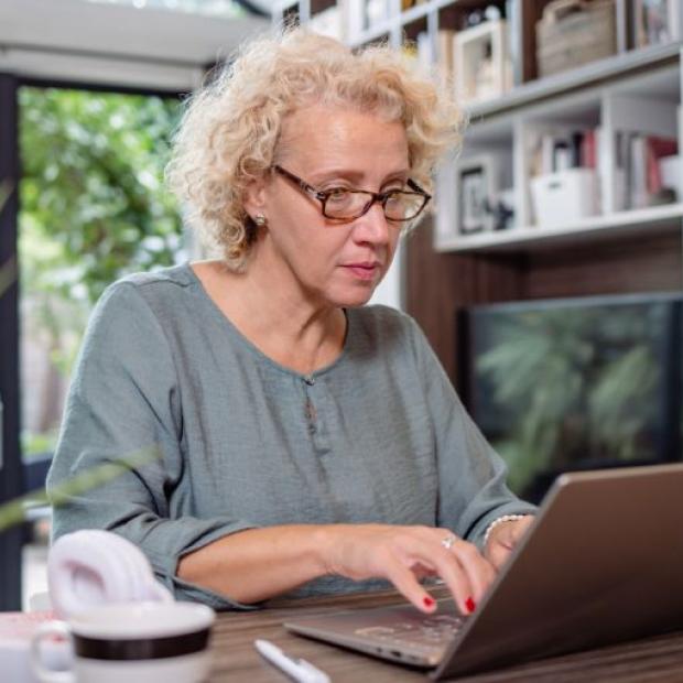 Woman using laptop