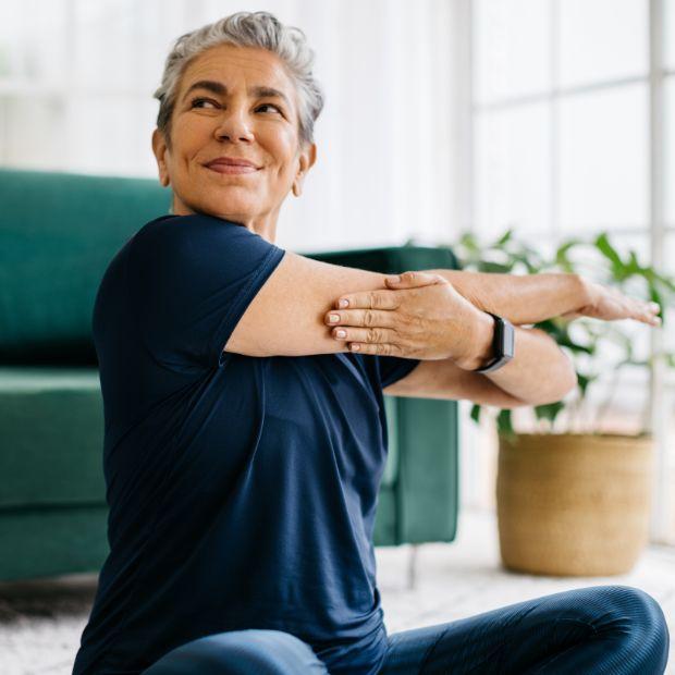 Woman doing a cross arm stretch