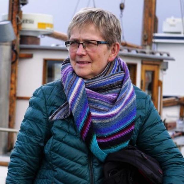 Margrethe Hansen in pier by boat