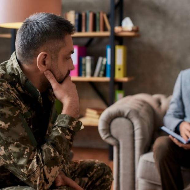 Veteran speaking with a therapist