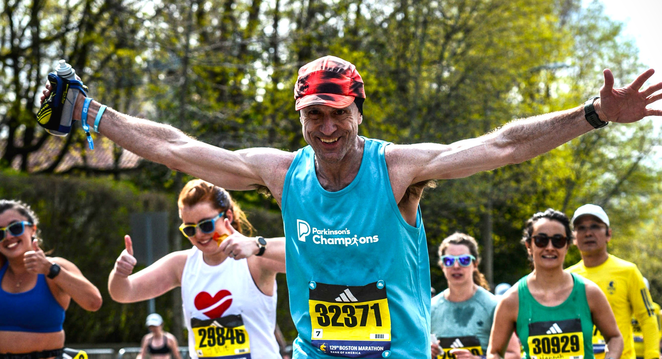 Participant running in Boston Marathon