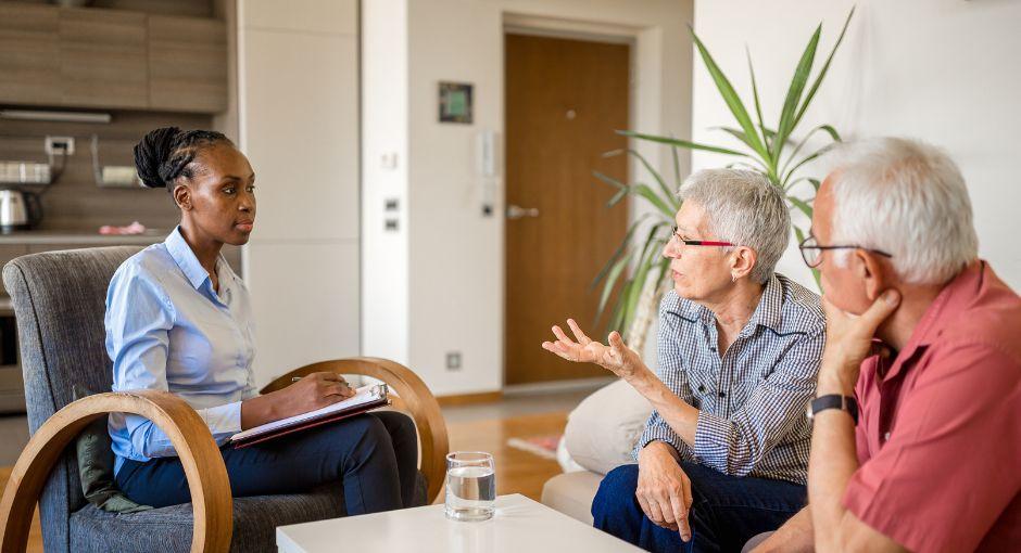 Couple sitting with a counselor