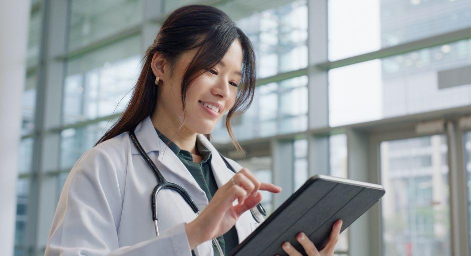 Doctor on tablet
