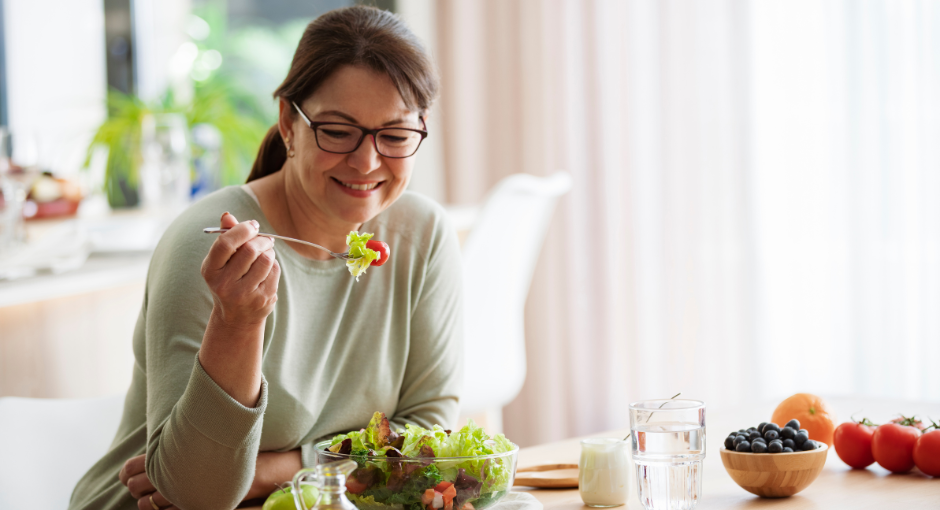 Woman eating a salad