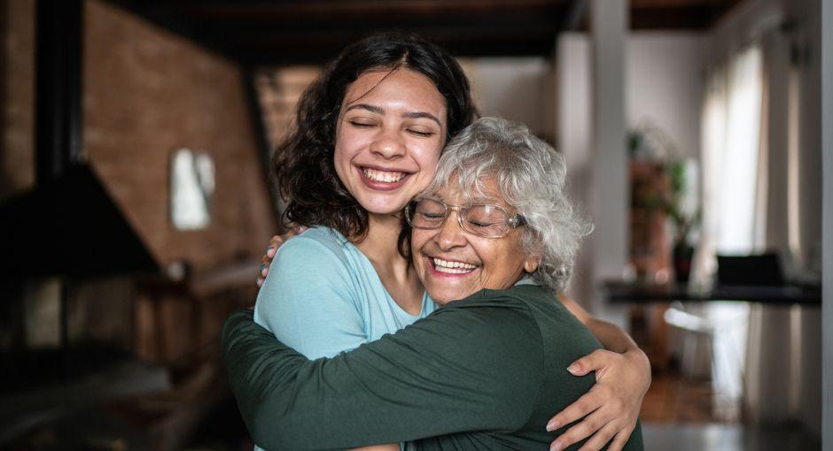 Mother and daughter embracing