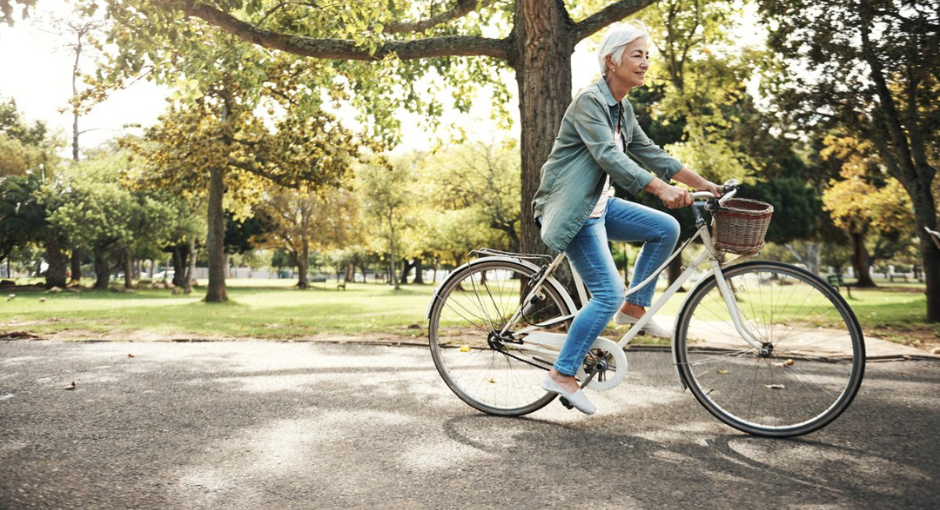 Riding a bike