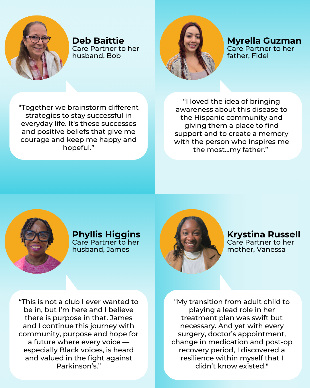 Care partners headshots and quotes